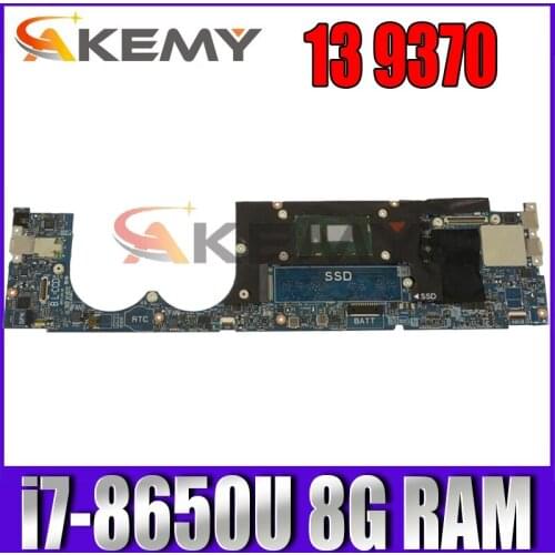 FOR Dell XPS 13 9370 Laptop Motherboard 8G RAM SR3L8 i7-8650U CPU LA-E671P CN-0JHN2Y 0JHN2Y JHN2Y 100% working