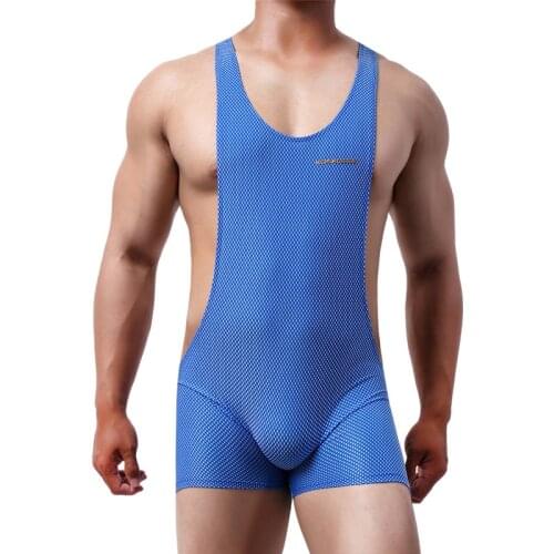 Men Undershirts Leotard Sports Gym Breathable Quick Dry Bodysuits Shorts Wrestling Singlet Underwear Elastic Jumpsuits One-piece