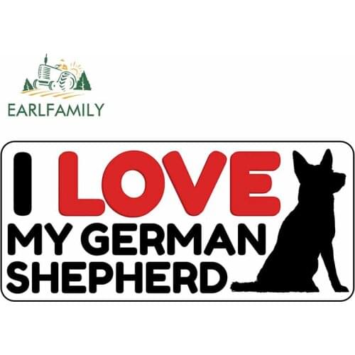 EARLFAMILY 13cm x 6.1cm I Love My German Shepherd Decal Funny Pet Dog Vinyl Sticker Wall Window Laptop Car Sticker Graphics