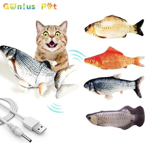 Pet Cat Toys Funny Soft Electronic Fish Shape With Electric USB Charging Chewing Dancing Jumping Moving Fish For Cat Accessories