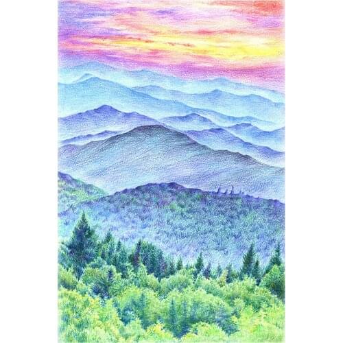 Colorful Sunset Mountain Forest Diamond Painting Round Full Drill Scenic Nouveaute DIY Mosaic Embroidery 5D Cross Stitch Gifts
