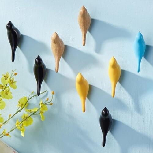 LCH Modern European Style Creative Resin Bird Shaped Hook Colored Bird Cloth Hook Keys Holder Door Knob Pull Clothes Hook