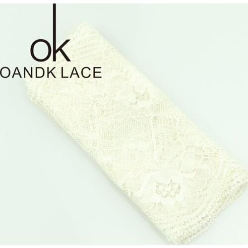 2 Yards/ lot Eyelash Lace Fabric 17 cm DIY Decorative High Quality Soft Off Nylon Eyelash Lace Trim Wedding Dress Fabric