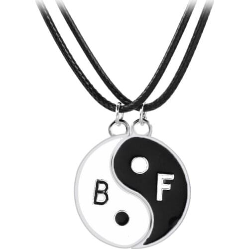 Best Friend For 2 BBF Yin Yang puzzle Couple Pendant Necklace Black White Couple Sister Friendship Jewelry Personalized Gifts