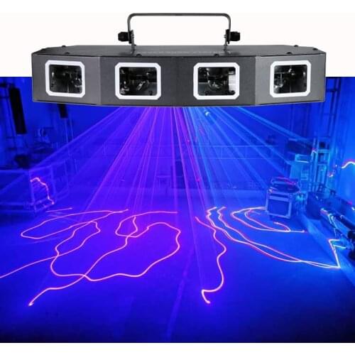 Professional Four Heads Full Color Laser Light Sound Active RGB Effects DJ Disco Music Xmas Club Party Stage Laser Projector