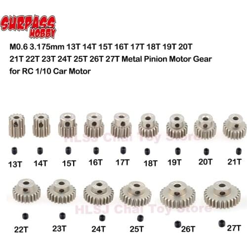 1pcs M0.6 3.175mm 13T 14T 15T 16T 17T 18T 19T 20T 21T 22T 23T 24T 25T 26T 27T Metal Pinion Motor Gear for RC 1/10 Car Motor