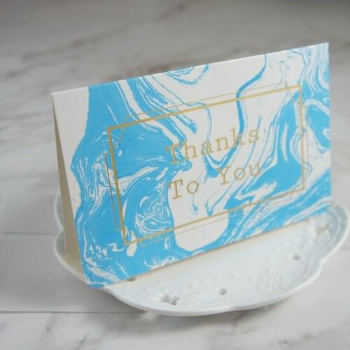 Multi-use 25pcs gold sky blue marble design thanks to you Card with envelope Scrapbooking party invitation DIY Decor gift card