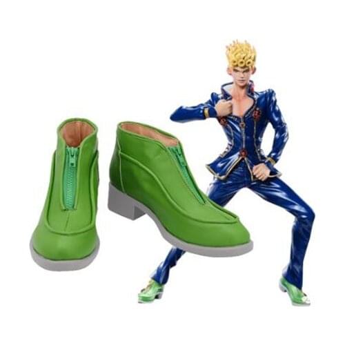 JoJos Bizarre Adventure Golden Wind Giorno Giovan Cosplay Boots Shoes Green Men Customized Accessories Halloween Party Shoes