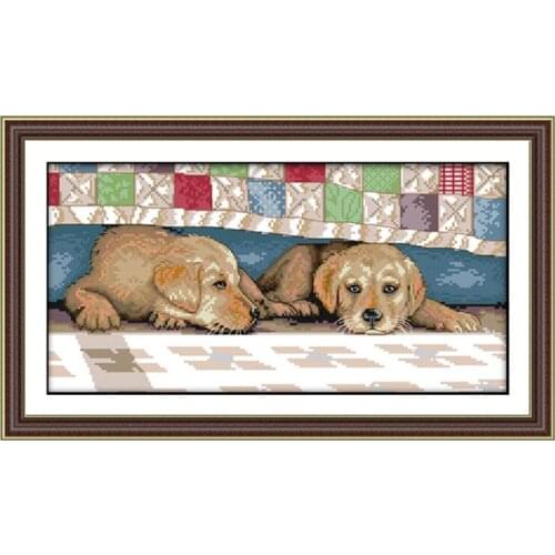 Two dogs counted 11CT 14CT Cross Stitch Set DIY DMC Chinese Cross-stitch Kit Cute animals Embroidery Needlework Home Decor gift