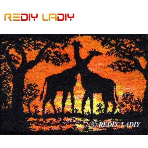 Latch Hook Kits Make Your Own Rug Giraffe Love Sunset Tapestry Crochet Cushion Mat DIY Carpet Rug Printed Canvas Hobby & Crafts