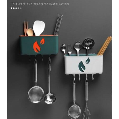 Wall-mounted large space strong bearing bituminous design household kitchen supplies spoon chopsticks shelving J05