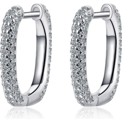 New 925 Sterling Silver Earrings Inlaid Zircon U-Shaped Ear Buckles Sweet Design For Girls Birthday Gift
