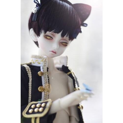 NEW 7-8inch 17-19cm Black Purple Fashion Handsome BJD 1/4 MSD Doll Wig