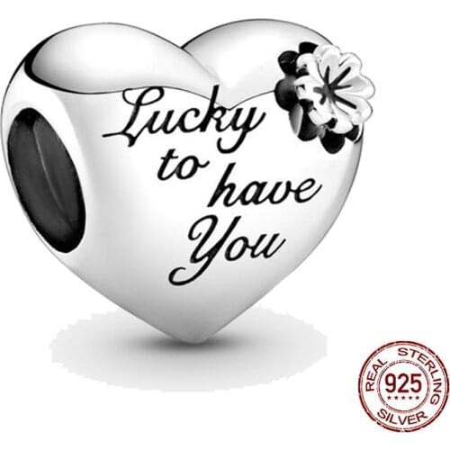 New 925 Sterling Silver Bead Heart & Clover Charm ​DIY fine beads Fit Original Pandora Charms Bracelet Jewelry 2021