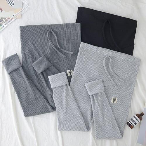 Autumn Thin Cotton Knitted Maternity Skinny Legging Adjustable Belly Pencil Pants Clothes for Pregnant Women Casual Pregnancy