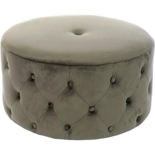 Footrest Dekodonia Capitone Polyester Wood Chic (67 x 67 x 36 cm)