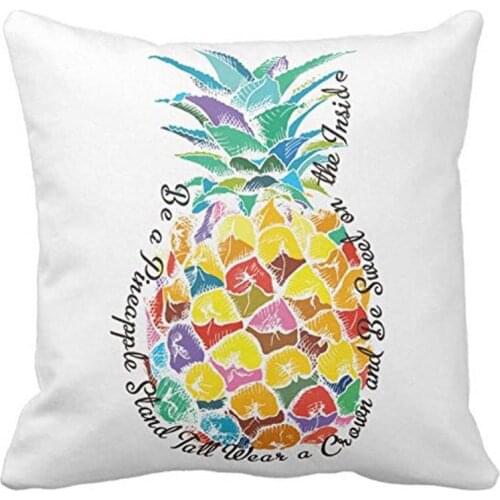 Pineapple Stand Tall Wear a Crown and Be Sweet on Cotton Polyester Decorative Home Decor Sofa Couch Desk Chair Bedroom Car Gift