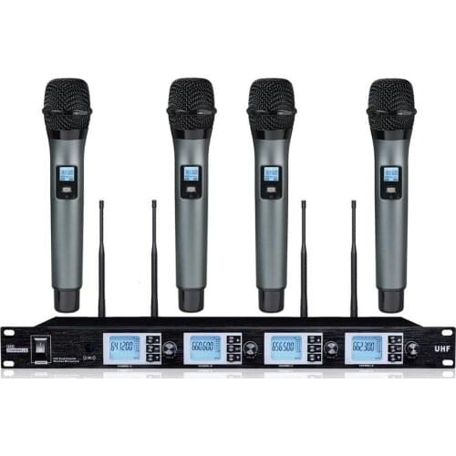 Bolymic professional microphone uhf 4 channels PLL karaoke wireless professional microphone mic system for stage church party
