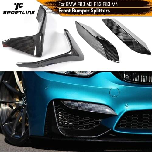 Carbon Fiber Front Bumper Lip Splitters Fog Lamp Trims for BMW F80 M3 Sedan F82 F83 M4 Coupe Convertible 2014 - 2018 Canards
