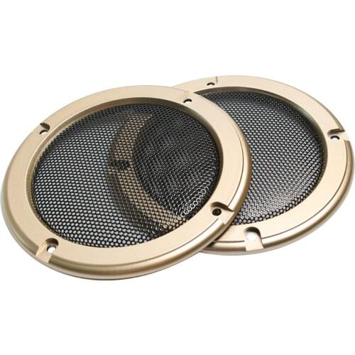 1 Pair 2 inch 4 inch Gold Replacement Round Speaker Protective Mesh Tweeter Audio Speaker Cover Circle Speaker Accessories