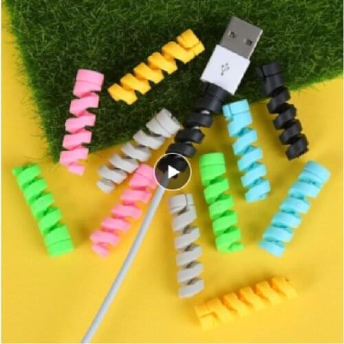 Cable Winder Prevents Breakage Spiral Cable Cord Saver Cover For IPhone Xiaomi Huawei Protector 6 Color Silica Gel USB Charger