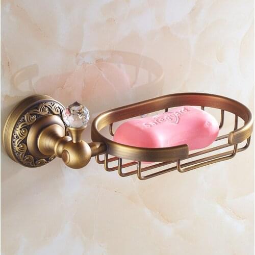 VidricSoap Dishes Modern Antique Bronze Finish Brass Decorative Soap Basket Soap Dish Crystal Soap Holder Bathroom Accessories 3