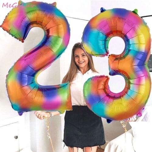 40 Inch Rainbow Number Foil Balloons Wedding Birthday Party Decor Big Digital Air Helium Globo Baby Shower Supplies Kid Toy Ball