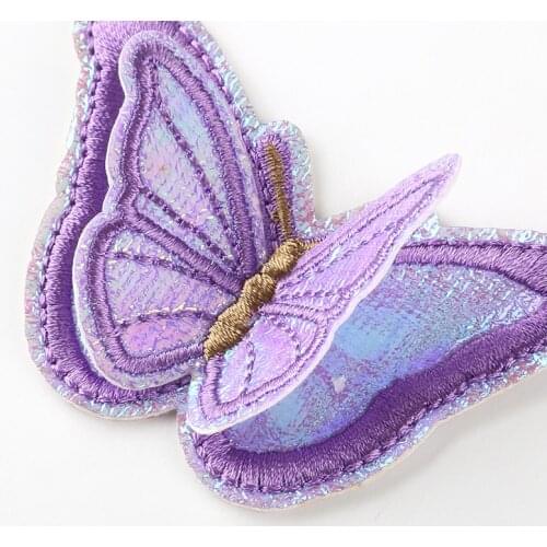 Embroidered Colored Butterfly Fabric 3D Patch Clothes Sticker Bag Sew Iron On Applique DIY Apparel Sewing Clothing Accessories