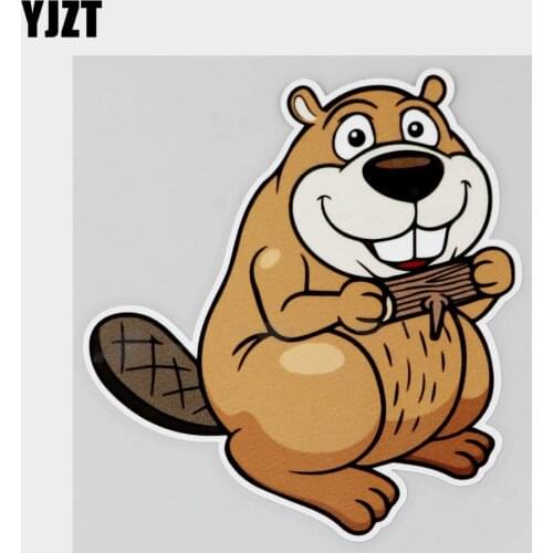 YJZT 12.2CM×13.6CM Interesting Sea Gnawing Wood Decal PVC Car Sticker 11C-0242