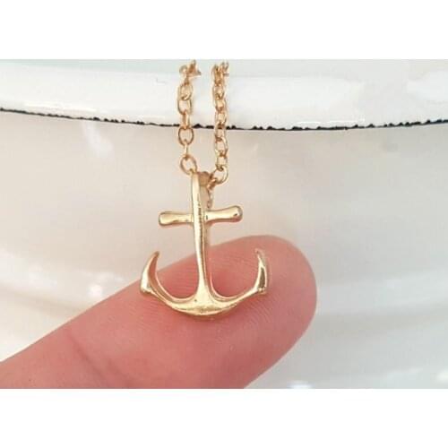 5 Small Anchor pendant chain Necklace Fashion Beach navigation Sea Boat Charm Men and Women Cute lucky gift Necklace Jewelry