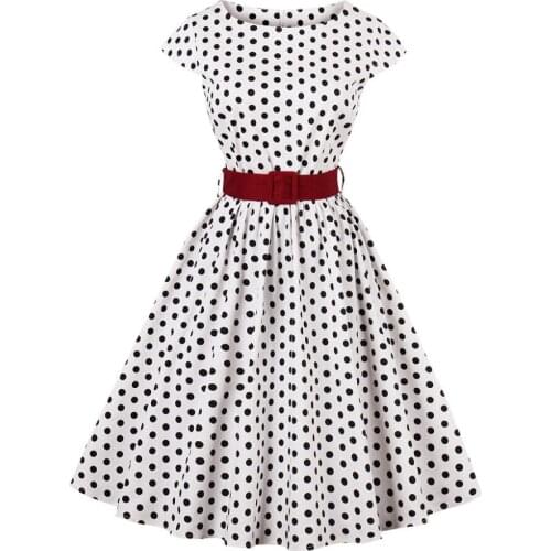 2018 new style Great Dot Print Embellished Flapper Dress Women 50s 60s Vintage vestidos retro pleated dress fashion maxiskit