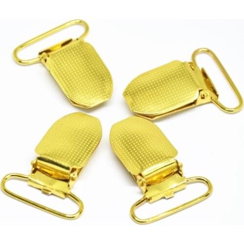 25MM 1''INCH OVAL Gold Metal Baby Dummy Suspender Pacifier Clips Holders Dot Face Clasps DIY