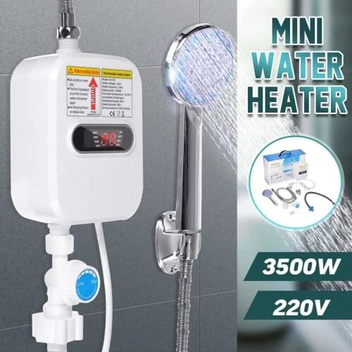 3500W Electric Tankless Mini Instant Hot Water Heater Kitchen Faucet Tap Heating 3 Seconds Instant Heating LCD Display