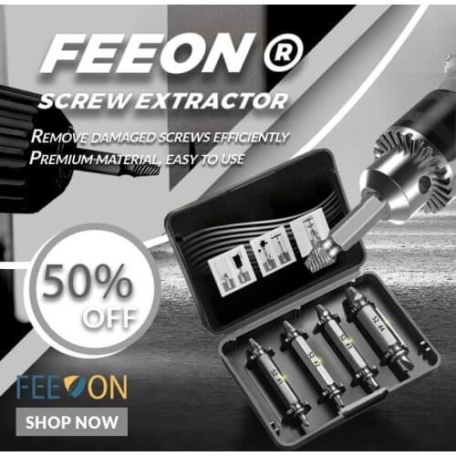 4PCS/SET Zezzo® Biservice Screw Remover High-Speed Steel Screw Remover Set Mintiml™ Screw Easy Out Accessories Drop Shipping