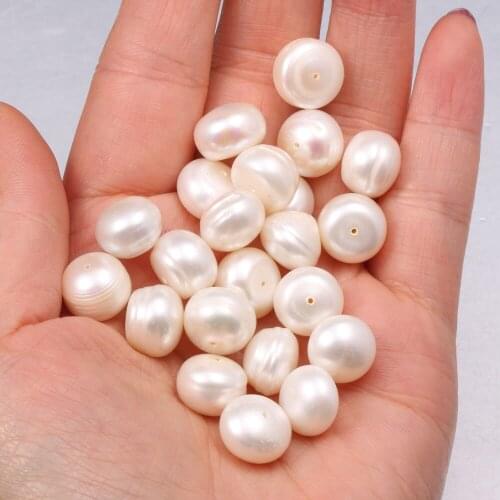 4 In Natural Freshwater Pearl Beads For DIY Jewelry Making Necklaces Bracelets Earrings Circular White 11-12mm Package Sale
