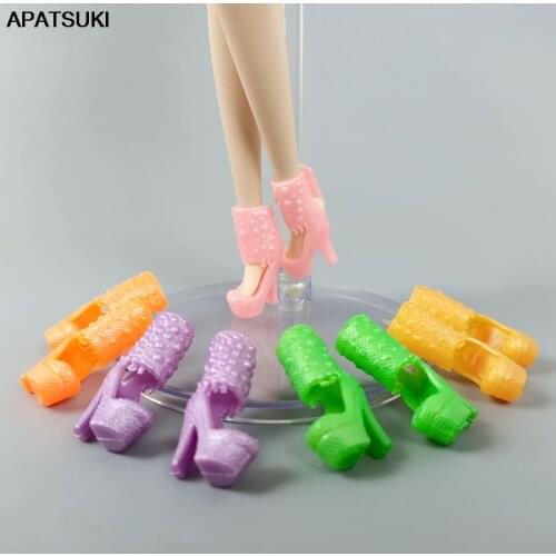 5pairs/lot Plastic Doll Shoes for Barbie Doll Boots High Heel Sandals for Barbie Dolls Shoes 1/6 BJD Dollhouse Accessories Toys