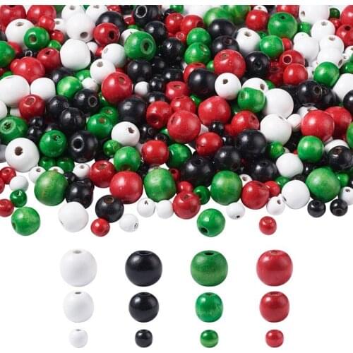 500pcs Natural Wood Beads Round Loose Spacer Beads Christmas For Jewelry Making DIY Bracelet Necklace Accessories