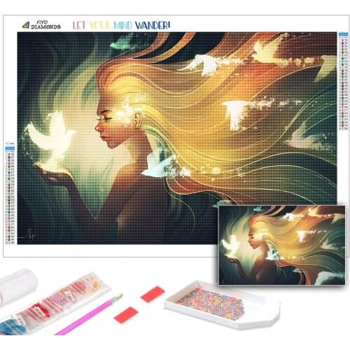 5D DIY Diamond Painting Fantasy Girl Picture Full Diamond Art Mosaic Embroidery Cross Stitch Kits Halloween Christmas Home Decor