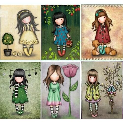 Diamond Painting Cartoon Little Girl Doll Rhinestones Diamond Mosaic Full Display Home Decor Diamond Embroidery B148