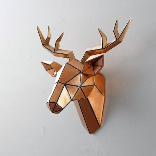 AMERICAN CREATIVE SIMULATION DEER HEAD WALL-MOUNTED LIVING ROOM ANIMAL HEAD DECORATION PENDANT RETRO WALL DECORATION RESIN DEER