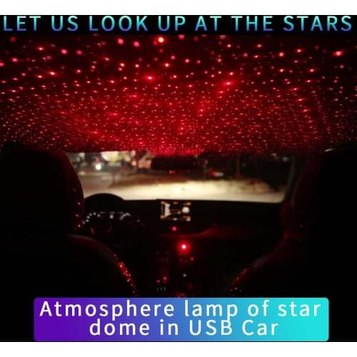 Car 12V USB Interior Atmosphere Lights Automobiles Projector Decorative Armrest Box Romantic Starry Sky Light DJ Red Star Lamps