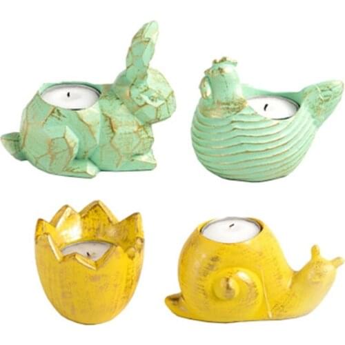 Bunny Eggshell Chick Candle Holder Holiday Candlestick Easter Table Decorations
