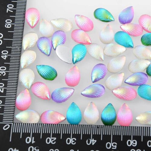 BOLIAO 80Pcs 8*13mm (0.31*0.51in) AB Drop Shape Resin Rhinestone Flatback Appliques/Craft/Wedding/Clothes Decoration