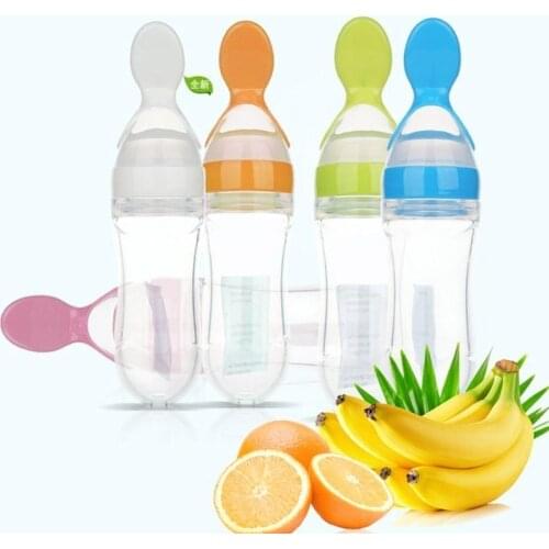 Newborn Baby Bottle Leak-proof Food Dispensing Spoon 90MLJuice Cereal Feeding Bottle Spoon Food Supplement Rice Cereal Bottles