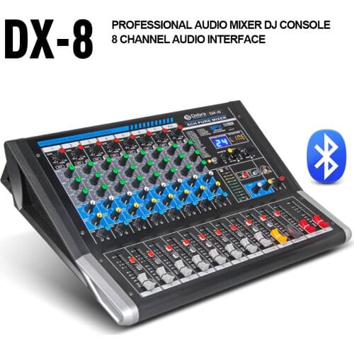 Debra Audio DX-8 8-Channel Audio Mixer dj controller Sound Board with 24 DSP Effect USB Bluetooth XLR Jack Aux Input