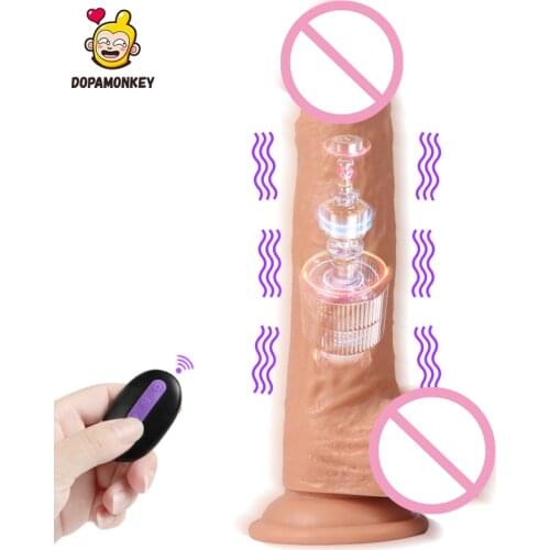 DopaMonkey Vibrator Dildo Remote Control Penis Suction Cup Realistic Dildo Sex Toy For Woman Super Huge Big Vibrator Swing Penis