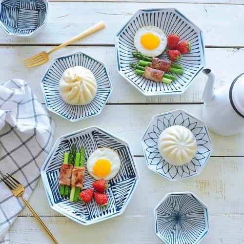 Ceramic Dinner Plate Japanese Style Dinner Dishes Dinnerware Pasta Plate Rice Bowl