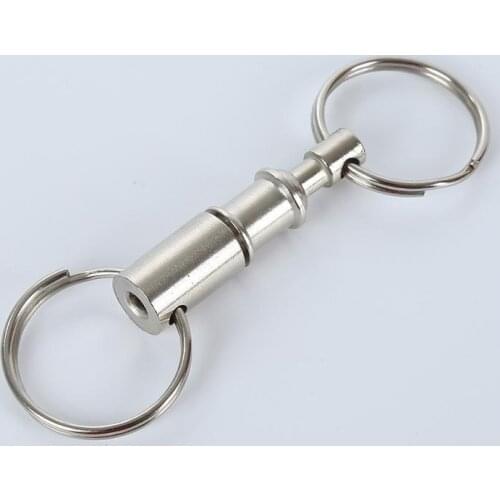 Snap Lock Holder Steel Chrome Plated Pull-Apart Key Rings 1PC Removable Keyring Quick Release Keychain Dual Detachable Key Ring
