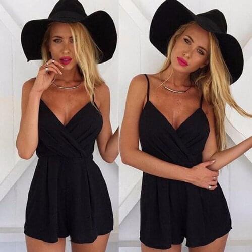 Sexy Romper Woman Black Jumpsuit Sleeveless Bodysuit Elegant Ladies Summer Playsuit Beach Jumpsuits Overall For Women Clothes