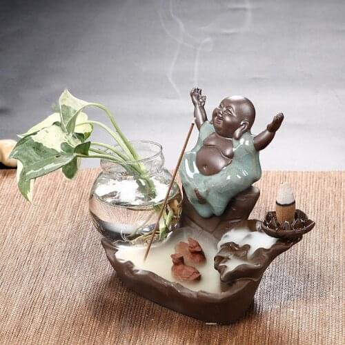 10 Style Little Monk Censer Creative Home Decor Small Buddha Incense Holder Backflow Incense Burner Use In Home Office Teahouse